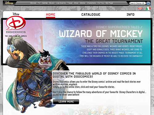 UK Disney DigiComics homepage