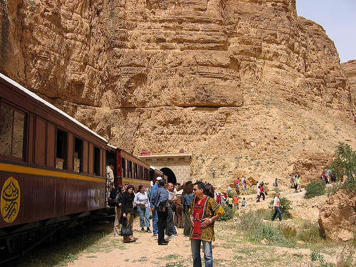 Lezard Rouge train through Seldja Gorge