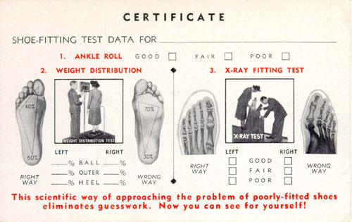 Shoe-Fitting Fluoroscope Certificate