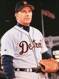 Kevin Costner playing baseball