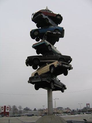 Spindle of cars in Berwyn, Illinois