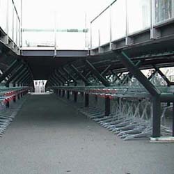 Empty Leiden bicycle parking garage