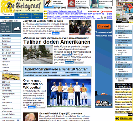 De Telegraaf homepage