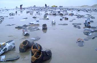 Beached shoes on Terschelling